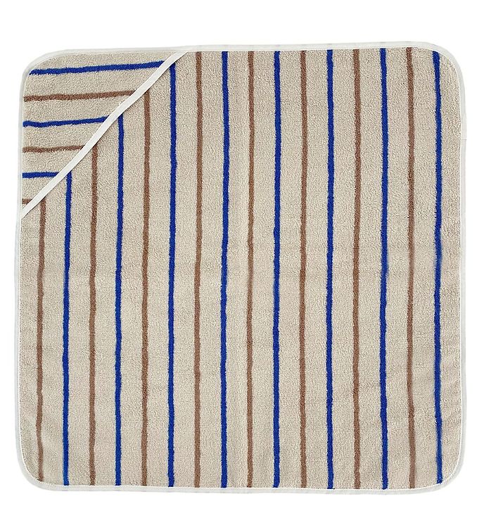 Badeslag   100x100 Cm   Raita   Karamel Optic Blue fra Oyoy